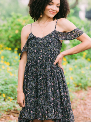 Know Your Worth Black Ditsy Floral Dress