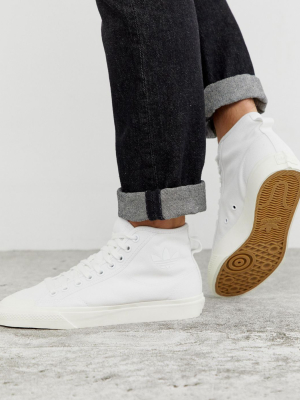 Adidas Originals Nizza Hi-top Sneakers In Off White