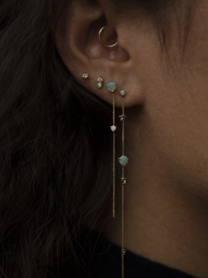 Two-stone Drop Earrings - Opal And Diamond