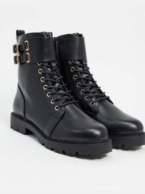 Asos Design Adele Hardwear Lace Up Boots In Black