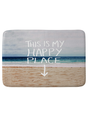 Leah Flores Happy Placexbeach Cushion Bath Mat Blue - Deny Designs