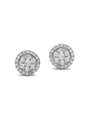 Effy Bouquet 14k White Gold Diamond Halo Cluster Earrings, 0.63 Tcw