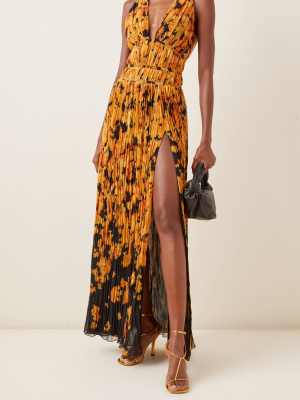 Layla Printed Plissé Maxi Dress