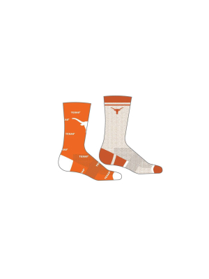 Ncaa Texas Longhorns Men's Crew Socks 2pk Gift Box - 10-13