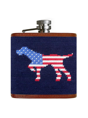 Patriotic Dog Needlepoint Flask