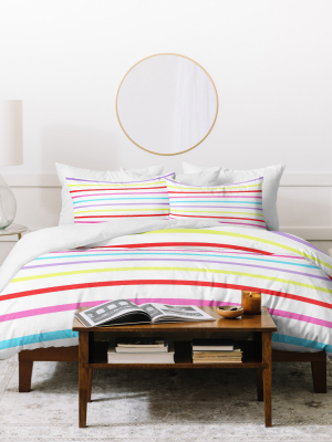 Kelly Haines Pop Of Color Stripes Duvet Cover Set - Deny Designs