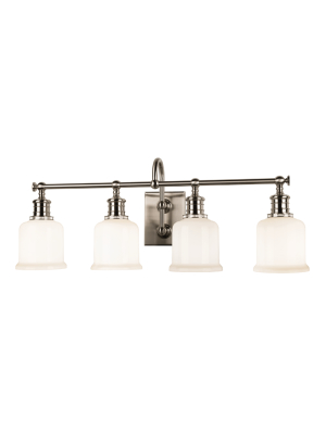 Hudson Valley Lighting Keswick 4-bulb Vanity Lamp - Satin Nickel & Opal Glossy