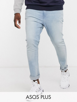 Asos Design Plus Super Skinny Jeans In Light Wash Blue