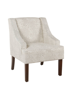 Fabric Upholste Wooden Accent Chair With Swooping Arms Brown - Benzara