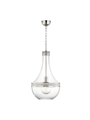 Hagen 1 Light Large Pendant Polished Nickel