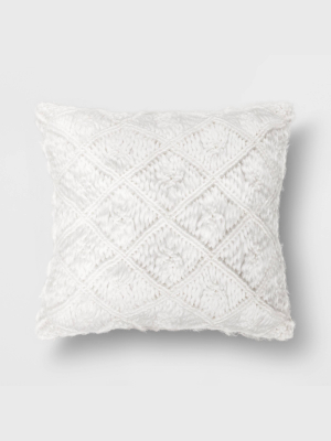 Square Heathered Macrame Throw Pillow - Opalhouse™