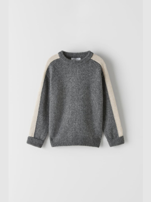 Knit Sweater With Contrasting Bands