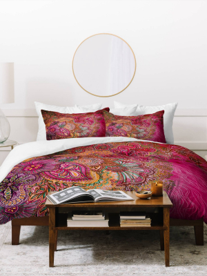 Stephanie Corfee Flourish Berry Lightweight Duvet Cover Queen Pink - Deny Designs