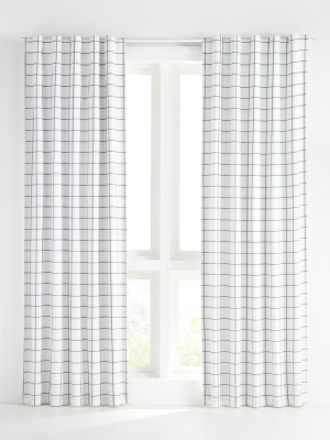 Grey Grid Curtain Panel