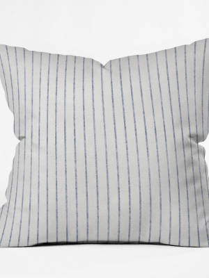 Holli Zollinger Aegean Wide Stripe Square Throw Pillow White/blue - Deny Designs