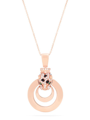 Effy Signature 14k Rose Gold Diamond And Emerald Panther Pendant, 0.46 Tcw