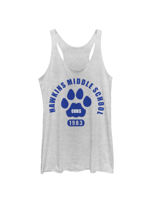 Women's Stranger Things Hawkins Middle School Cubs 1983 Racerback Tank Top