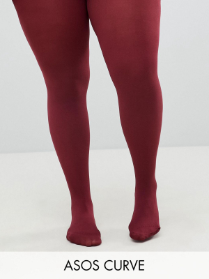 Asos Design Curve Super Stretch 90 Denier Tights In Burgundy