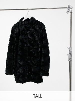 Vero Moda Tall Curly Faux Fur Jacket In Black