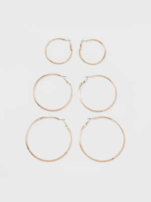 Hoop Earrings 3pc - A New Day™ Gold