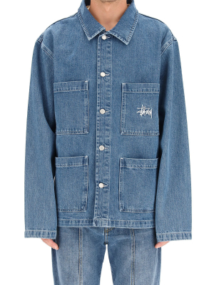 Stüssy Logo Embroidered Denim Jacket