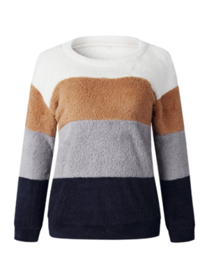 'brenda' Color Block Fleece Sweater (2 Colors)