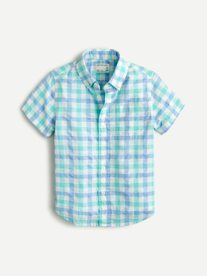 Boys' Short-sleeve Shirt In Textured Plaid