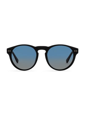 Cody - Matte Black + Aegean Blue Gradient Flash Polarized Sunglasses