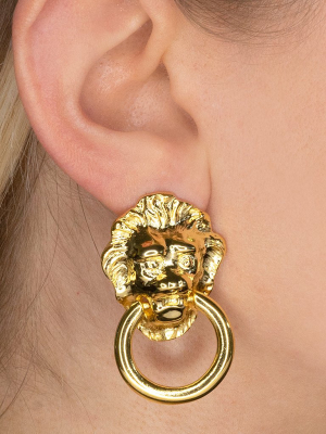 Lionhead Doorknocker Pierced Or Clip Earrings