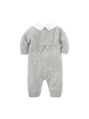 Woven-collar Cashmere Coverall