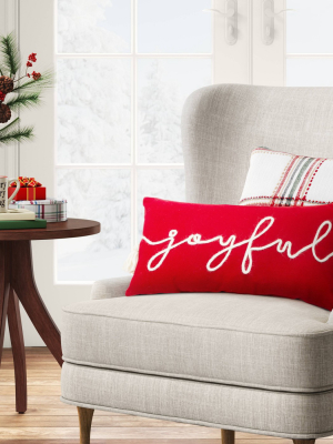 Holiday Oversized Joyful Lumbar Throw Pillow Red/white - Threshold™