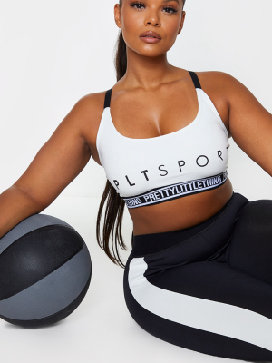 Prettylittlething Plus White Sports Crop Top