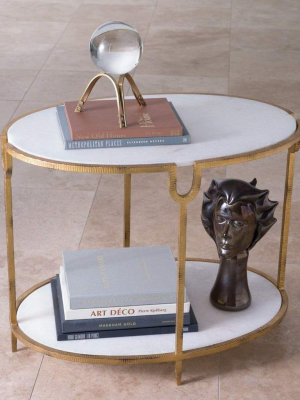 Global Views Iron/stone Side Table