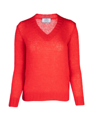 Prada Knitted V-neck Jumper