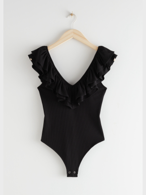 Ruffled V-neck Bodysuit