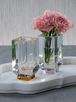 Carina Crystal Vase In Pink