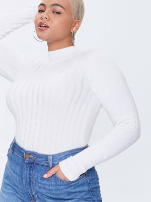 Plus Size Ribbed Mock Neck Sweater