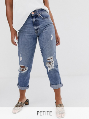River Island Petite Stormi Mom Jeans In Mid Wash