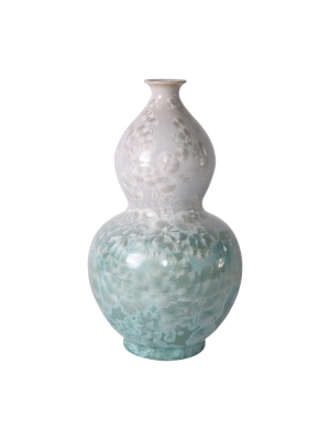 Gourd Vase White Green Crystal Shell