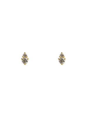 Irregular Double Clear Cz Prong Studs