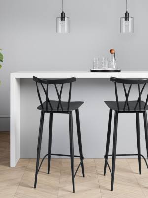 Set Of 2 Becket Metal X Back Barstool Black - Project 62™