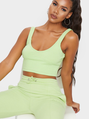 Lime Green Basic Rib Crop Top