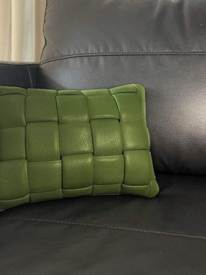 Koff Mini Woven Leather Pillow - Sea Green