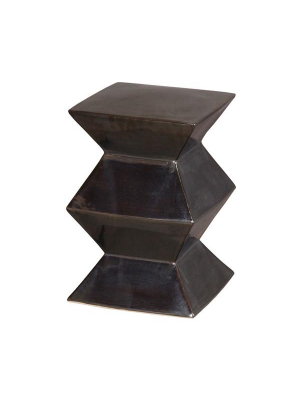 Zigzag Garden Stool In Metallic Black