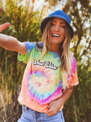 Script Good Vibes Eternity Tie Dye Tee