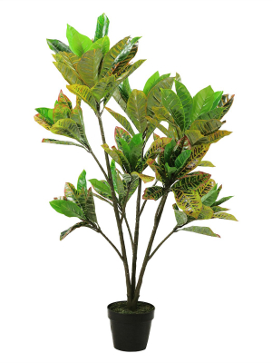 Northlight 3.8' Unlit Green And Black Potted Artificial Croton Tree