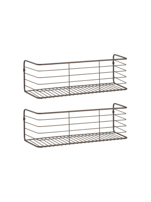 Mdesign Wide Metal Wall Mount Storage Organizer Display Shelf, 2 Pack