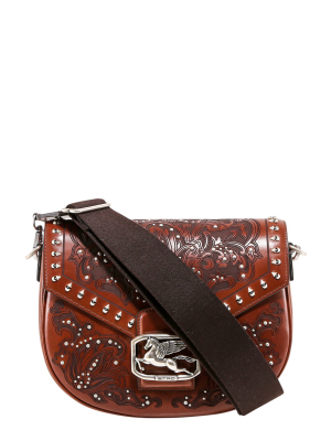 Etro Logo Plaque Embossed Shoulder Bag