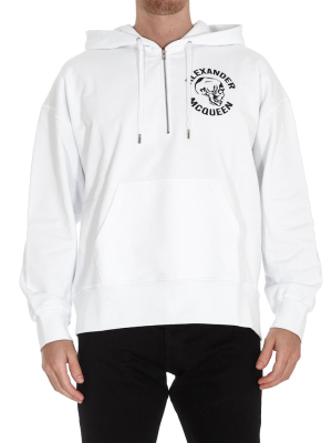 Alexander Mcqueen Skull Print Half-zip Hoodie