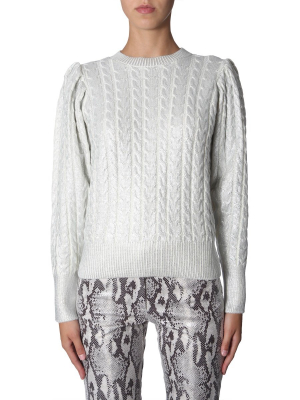 Msgm Metallic Effect Cable Knit Sweater